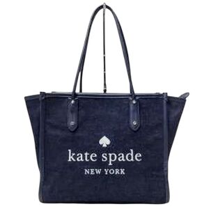 Kate Spade Ella Large Monogram Midnight Blue Denim Tote Bag